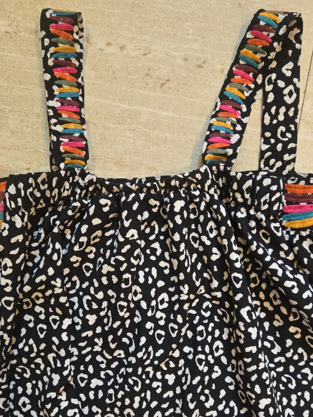 THML Black/White Design Print Tank Top with Multi-Color Embroidered Accents - Picture 11 of 12